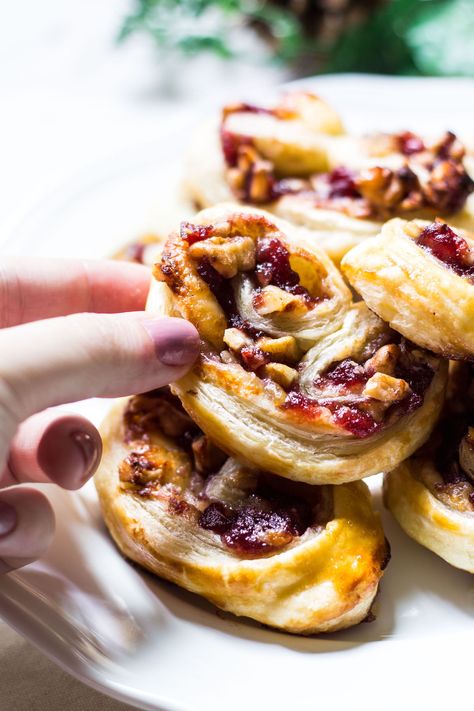 Savory Palmiers made with brie, walnuts, cranberry jelly, and Pepperidge Farm® Puff Pastry Sheets. A crowd-pleasing appetizer for any occasion or holiday! French recipe via MonPetitFour.com #ad #InspiredbyPuff Philo Recipes, Savory Palmiers, Brie And Cranberry, Palmiers Recipe, Puff Pastry Recipes Savory, French Custard, Brie Cranberry, Pepperidge Farm Puff Pastry, Cranberry Jelly