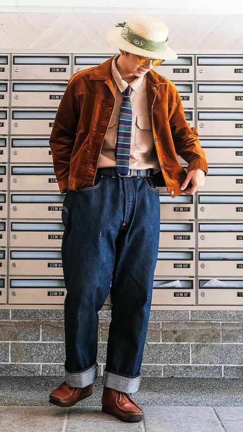 80s Casual Outfit Men, Classic Vintage Outfits Men, Vintage Style Outfits Men, Amekaji Mens Fashion, 80s Japanese Fashion Men, Japanese 90s Fashion Men, Japanese Americana Fashion, Japanese Americana Fashion Men, City Boy Style