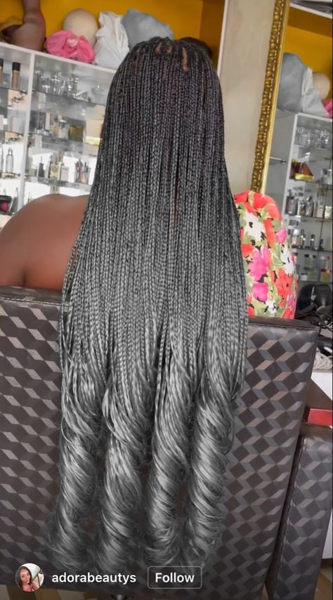 Ombre Gray Box Braids, Grey Braids For Black Women, Gray Braids, Grey Box Braids, Grey Hair Braids, Grey Hairstyle, Ombre Box Braids, Hair Doos, Spiral Braid