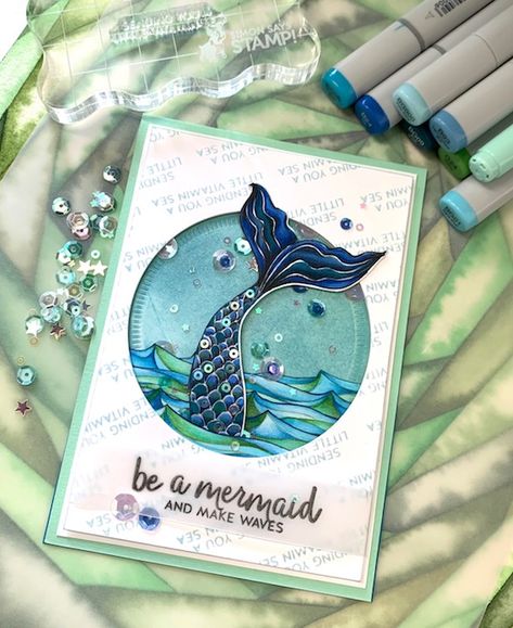 Hello Friends! Welcome to Day 7.  See you tomorrow and thank YOU for your visit. Hugs, Kathy P.S. To share you coloring ON MY BLOG  click here to link up. Tropical Crafts, Seaside Crafts, Product Planning, Artsy Cards, Mermaid Cards, Mermaid Card, Sea Cards, Fairy Cards, From The Sidelines