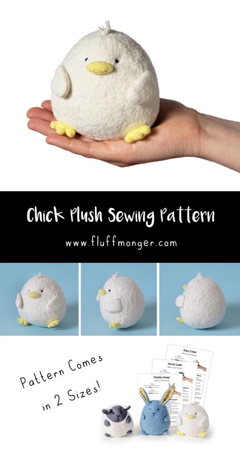 Baby Chick sewing pattern and tutorial, Easter sewing patterns, bunny sewing pattern, lamb sewing pattern, cute plush sewing patterns Simple Plush Sewing Patterns, Small Plush Sewing Pattern, Felt Animals Sewing Patterns, How To Make Your Own Stuffed Animal, Plushie Diy Pattern, Homemade Stuffed Animals Pattern, Stuff Animals Sewing Patterns, Sewing Stuff Animals, Small Animal Sewing Patterns