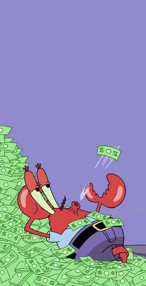 Sponge Wallpaper Aesthetic, Cartoon Money Wallpapers, Money Cartoon Wallpaper, Spongebob Characters Wallpaper, Cool Spongebob Wallpapers, Mr Krabs Wallpaper, Sponge Bob Wallpapers, Cool Ipad Wallpapers, Mr Krabs Money