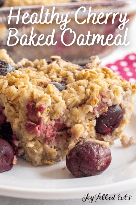 Cherry Recipes Healthy, Cherry Oatmeal Bars, Trim Healthy Mama Breakfast, Oatmeal Bars Healthy, Cherry Recipes Dessert, Cherry Oatmeal, Thm Breakfast, Oatmeal Diet, Trim Healthy Momma