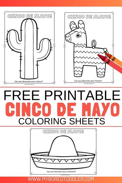 Cinco De Mayo Coloring Sheets, Cinco De Mayo Activities For Preschool, Cinco De Mayo Crafts For Toddlers, Coloring Sheets For Toddlers, Easy Toddler Crafts, Team Ideas, Toddler Painting, Spring Art Projects, Fun Activities For Toddlers