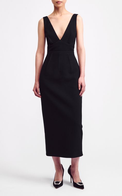 Dressy Summer Dresses, Crepe Midi Dress, Duchess Satin, Emilia Wickstead, Calf Length Dress, Crepe Dress, Fashion Advice, Moda Operandi, Occasion Dresses