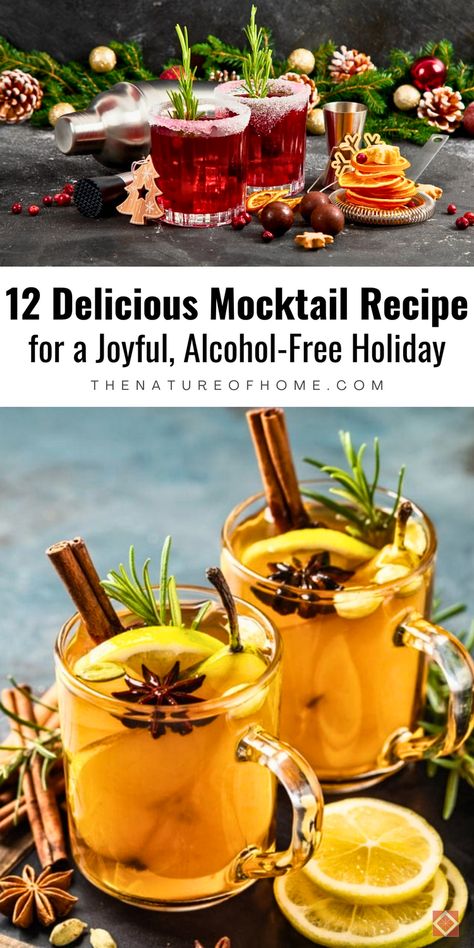 Skip the booze and embrace the holiday spirit with these 12 easy mocktails! Packed with festive flavors like apple cider, rosemary, and citrus, these recipes are a hit for any celebration. Whether you're hosting or relaxing, these non-alcoholic drinks are tasty, easy, and totally worth a try. Save this pin for your next party idea! Mocktail With Bitters, Witchy Drinks Non Alcoholic, Easy Non Alcoholic Drinks, Mocktails Non Alcoholic Recipes, Easy Mocktails, Easy Mocktail Recipes, Alcohol Free Drinks, Mocktail Recipes, Delicious Drinks