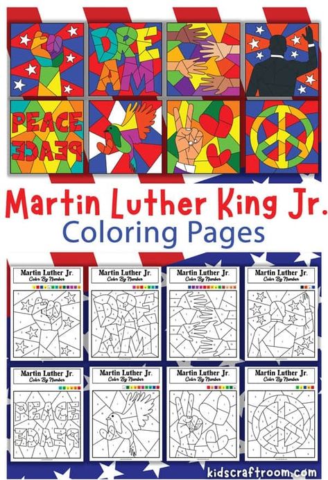 Celebrate Martin Luther King Day with our set of 8 Free Martin Luther King Jr Coloring Pages! These fun color by number sheets are a great way for kids to bring history to life, get creative and discover a legend! Color By Number For Kids, Number For Kids, Kids Craft Room, Dr Martin Luther King, Civil Rights Leaders, Peaceful Protest, Martin Luther King Day, Kings Day, Color By Number