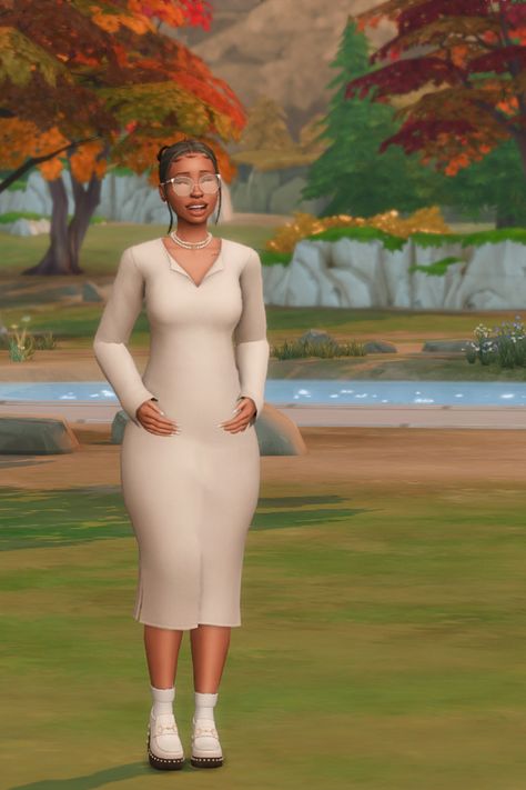 Long sleeved dress loafer and rolled socks? Yes! A look ✨ #thesims4 #sims #cc #fall #lookbook #maxismatch Ts4 Maternity Clothes, Sims 4 Maternity Cc, Clothes Cc, Cc Clothes, Fall Lookbook, Long Sleeved Dress, Dress Loafers, Cc Sims, Pregnancy Outfits