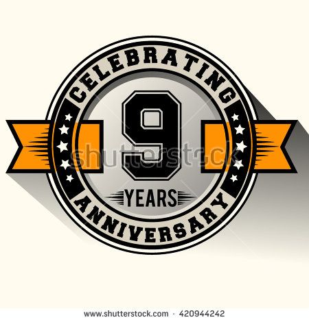 Celebrating 9th anniversary logo, 9 years anniversary sign with ribbon, retro design. - stock vector 35 Year Anniversary, 41st Anniversary, 50th Anniversary Logo, 8 Year Anniversary, 40 Year Anniversary, 30 Year Anniversary, 25 Year Anniversary, 15 Year Anniversary, 20 Year Anniversary