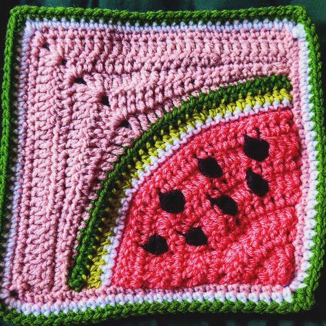 🍉🍉Watermelon 🍉🍉 Granny Square #watermelondecor #watermeloncrochet #crochet #grannysquares Watermelon Granny Square, Watermelon Slice, Granny Square, Watermelon, Square, Crochet, Quick Saves