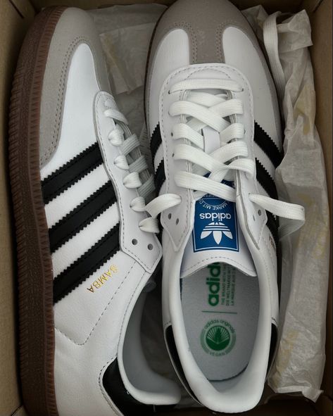 Adidas samba cloud white core black gum vegan Adidas Samba Black And White, Black And White Sambas, Simba Adidas, Samba Adidas Black, Winter Shoes 2024, White Samba Adidas, Adidas Samba Vegan White, Dinner Heels, White Adidas Samba