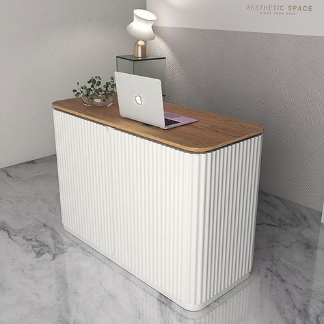 White Reception Counter, Beauty Salon Reception Desk, Beauty Salon Reception, Laminate Reception Desk, Cashier Counter, Custom Reception Desk, Salon Reception Desk, Dining Table Design Modern, Open Cube