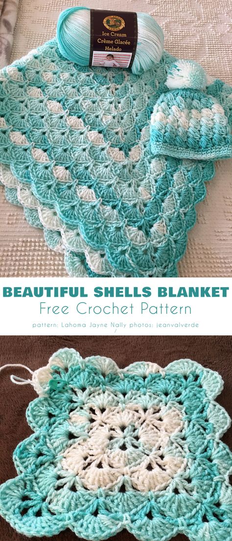 Crochet Shell Blanket, 2024 Crochet, Baby Afghan Crochet Patterns, Beautiful Shells, Crochet Bandana, Easy Crochet Baby Blanket, Crocheted Blanket, Crochet Blanket Designs, Easy Crochet Baby