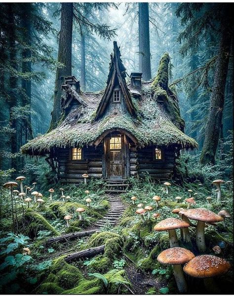 Cozy Cottage In The Woods, Witchy Cottage, Fairytale Houses, Mountain Villa, Fantasy Cottage, Cute Cottages, Forest Cottage, Fairytale Cottage, Unusual Homes