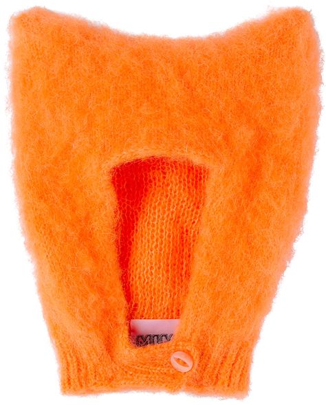 Brushed knit acrylic-blend hat in orange. · Padding at crown · Buttoned tab at rib knit chin strap Available exclusively at SSENSE. Supplier color: Fluro orange Mimi Wade Size: Recommended Age, Head Circumference 1: 3-5Y, 20.4 / 51.75 cm 2: 6-8Y, 21.2 / 53.75 cm 3: 9-11Y, 22 / 56 cm Knitted Crown, Gay Halloween Costumes, Orange Clothes, Grandpa Fashion, Mimi Wade, Orange Hat, Knit Accessories, Orange Knit, Funky Dresses