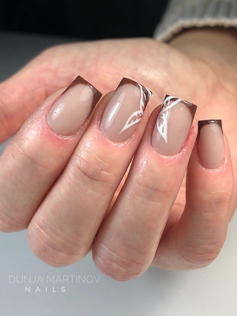 nails; butterfly nails; brown nails; french tip Brown Nails French Tip, Brown Nails French, Nails Butterfly, Nails French Tip, Nails Brown, Butterfly Nails, Nails French, Butterfly Nail, Brown Nails