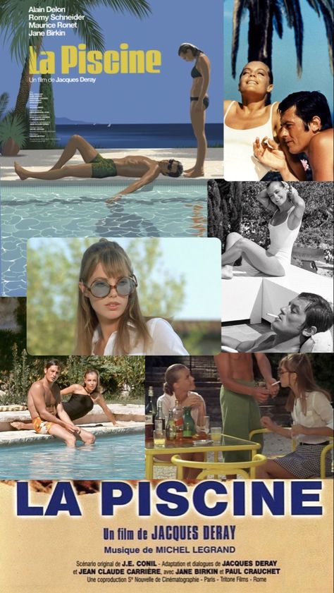 Swimming Pool Movie, Film Layout, Pool Movie, Vintage Films, Comfort Movies, Romy Schneider, Alain Delon, Jane Birkin, Vintage Film