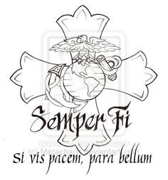 Marine Corps Cross Tattoo by Metacharis - in memory of Erich Girlfriend Drawings, Semper Fi Tattoo, Marine Corps Symbol, Marine Girlfriend Quotes, Marine Corps Tattoos, Tattoos For Dad Memorial, Deep Relationship Quotes, Marine Tattoo, Marines Logo