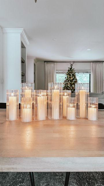 Fluted Candle Holder, Dining Centerpiece Ideas, Dining Table Candle Centerpiece, Candle Holders Decor Ideas, Candle Tablescapes, Candles Centerpieces, Pillar Candle Centerpieces, Dining Centerpiece, Dining Room Table Decor