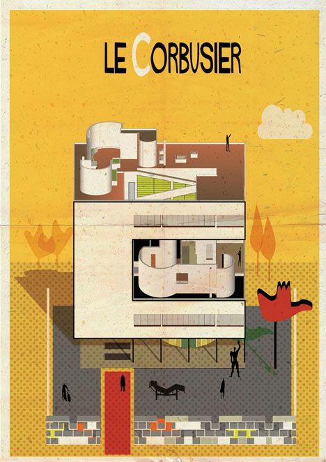 Archibet alphabet of architects by Federico Babina Carpet Moodboard, Le Corbusier Art, Federico Babina, Illustrated Alphabet, Architecture Panel, Walter Gropius, Architecture Images, Architecture Ideas, Famous Architects