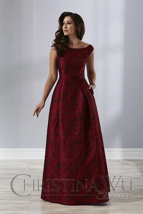 Christina Wu Elegance 17903. Maroon Mother Of The Bride Dress, Brocade Gown, Mothers Gowns, Christina Wu, 2018 Style, Mother Of The Bride Gown, Plus Size Gowns, Bride Gowns, Bateau Neckline