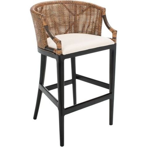 Sara Barstool, Black 30 Inch Bar Stools, Cane Dining Chairs, Rattan Bar, Brown Bar Stools, Safavieh Furniture, Rattan Bar Stools, Modern Computer Desk, Mid Century Modern Dresser, Brown Cushions