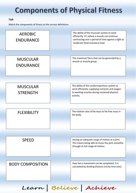 Components Of Fitness Physical Education, Components Of Physical Fitness, Fitness Worksheets, Fitness Components, Physical Education Bulletin Boards, Physical Education Lesson Plans, Pe Lesson Plans, Physical Education Lessons, Pe Activities