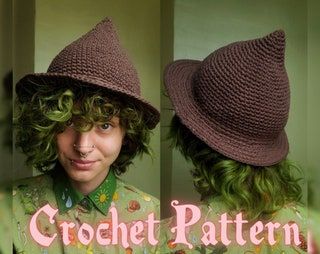 TheEntangledFae - Etsy Ren Fest Crochet, Goblincore Crochet Patterns, Crochet Pixie Hat Pattern Free, Dnd Crochet Patterns, Crochet Fairy Hat, Cap Crochet Pattern, Crochet Pour Halloween, Cap Crochet, Confection Au Crochet