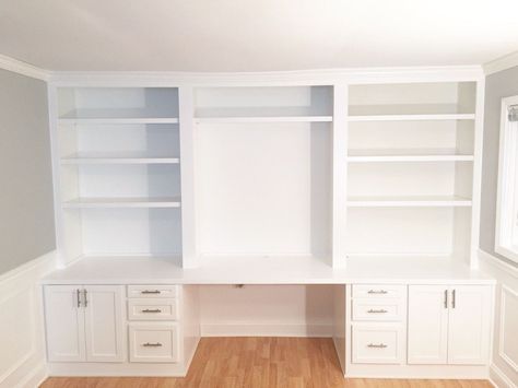 built in desk reveal, home decor, home improvement, home office, how to, living room ideas, painted furniture, woodworking projects Office Built Ins, Office Makeover, Built In Bookcase, Craft Room Office, Built In Cabinets, Built In Desk, Diy Desk, Living Room Ideas, Home Office Design