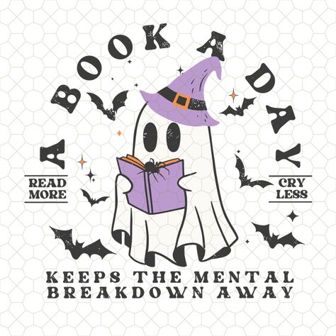 Ghost Reading Book, Bookish Halloween, Romcom Books, Books Png, Halloween Cute Ghost, Halloween Reading, Ghost Reading, Ghost Books, Teacher Librarian