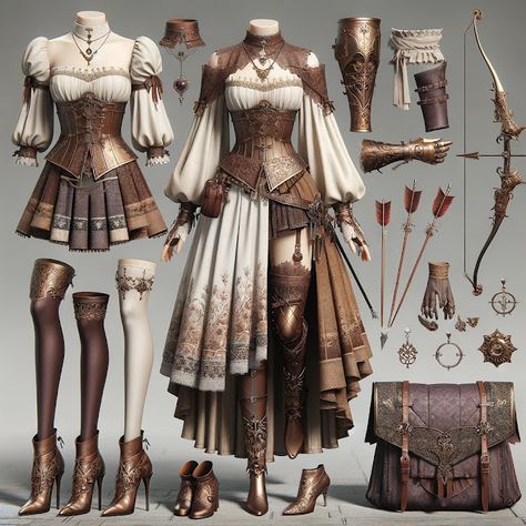 Midevil Outfit Ideas, Medieval Fantasy Fashion, High Fantasy Clothing, Dnd Outfits Female, Medieval Fantasy Clothing, Medieval Outfit, Fantasy Clothes, Fantasy Outfits, Warrior Outfit