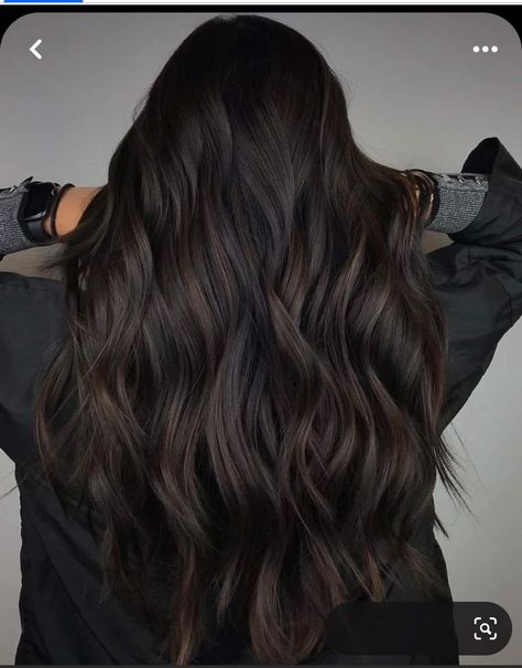 Dark Dark Hair With Highlights, Black Balayage On Brown Hair, Smoky Black Hair, Dark Lived In Hair, Black Hair And Brown Highlights, Subtle Black Hair Balayage, Espresso Brown Hair Color Dark, Almost Black Hair With Highlights, Black Brown Hair Balayage