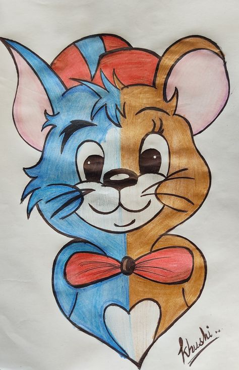 The truth buried under the playful universe of Tom & Jerry is a reflection of all our real lives. The twisted friendship between Tom and Jerry draws a brilliant analogy with the relationships we share with people in today's world. Hope you Like it ❤ Tom And Jerry Mehndi Design, Tom Jerry Painting, Tom And Jerry Pencil Drawing, Tom And Jerry Drawing Sketches, Tom And Jerry Drawings, Tom Jerry Drawing, Tom Y Jerry Dibujos, Tom And Jerry Sketch, Drawing Tom And Jerry