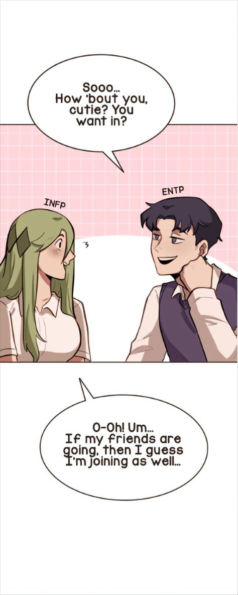 Artist: @prollycarmen  -  Webtoon: "So not my type!" Entp Personality, Entp Personality Type, T Wallpaper, Infp Personality, Mbti Character, Infp T, 16 Personalities, My Type, Mbti Personality