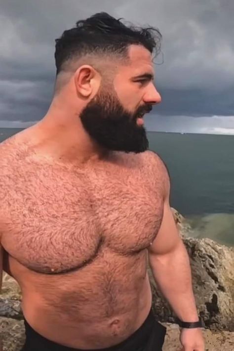 Follow @beardhi and get more of the good stuff by joining Tumblr today. Dive in! Big Beard Styles, Big Bearded Men, Big Beards Men, Black Beard Styles, Men Chest Hair, Boys Beard Style, Muscular Men Fashion, Stocky Men, Vintage Muscle Men