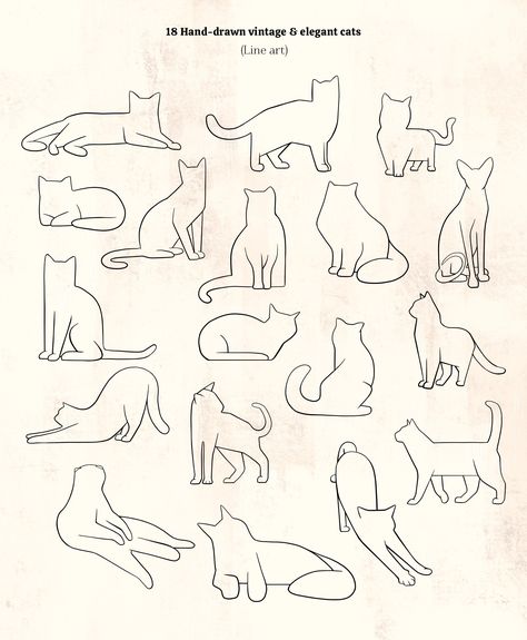 Cats Outline, Cat Outline Tattoo, Kitty Png, Cats Clipart, Cat Outline, Cat Drawing Tutorial, Vintage Cats, Arte Van Gogh, Cat Doodle