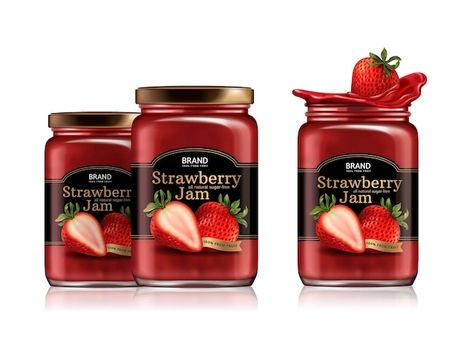 Strawberry Packaging Design, Jam Packaging Design, Jam Packaging, Sugar Free Jam, Luxury Packaging Design, Jar Mockup, Box Packaging Design, Food Packaging Design, Natural Sugar