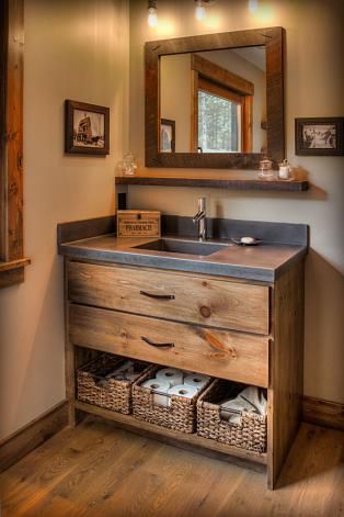 Rustic Bathroom Vanities, Cabin Bathrooms, Rustic Bathroom Designs, Bathroom Farmhouse Style, Rustic Bathrooms, Wood Project, Bathroom Remodel Shower, Bathroom Remodel Designs, Bathroom Inspiration Decor