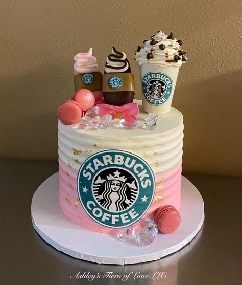 Starbucks Bday Cake, Starbucks Cake Ideas, Starbucks Cake Design, Starbucks Cakes Birthday Ideas, Starbucks Birthday Cake, Starbucks Party, Diva Cakes, Cake Designs For Girl, Starbucks Cake