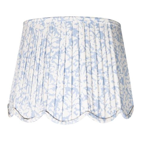 *Lead time is 6-8 weeks; however, depending on vendor's stock-levels, the item may be 'ready to ship' and arrive within one week.*  This gorgeous new pleated lampshade has the prettiest scalloped bottom and is done in our "coral" design in a beautiful soft pale blue. What a way to enhance any lamp! Beautiful soft pleated shade.  Measures 12"h x 17" at the widest point (13" across on top) Patterned Lampshades, Coral Lamp, Coastal Lamp, Pleated Lamp Shades, Pleated Lampshade, Blue Lamp Shade, Coral Design, Blue Lamp, Enchanted Home