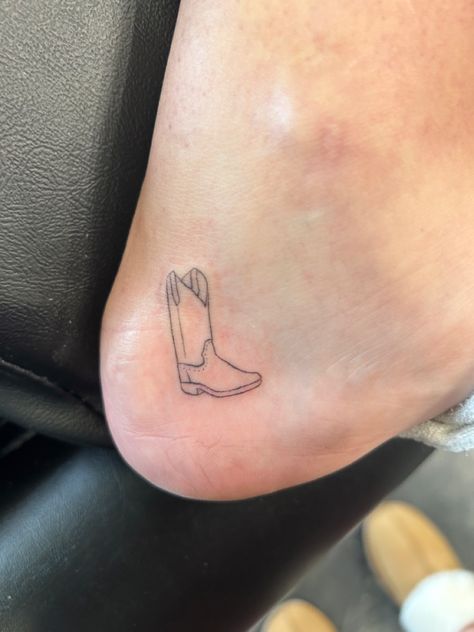 Cowboy Boot Tattoo On Ankle, Cowboy Boot With Flowers, Boot With Flowers, Boot Tattoo, Cowboy Boot Tattoo, Tattoo On Ankle, Stick Poke, Stick Poke Tattoo, Flowers Simple