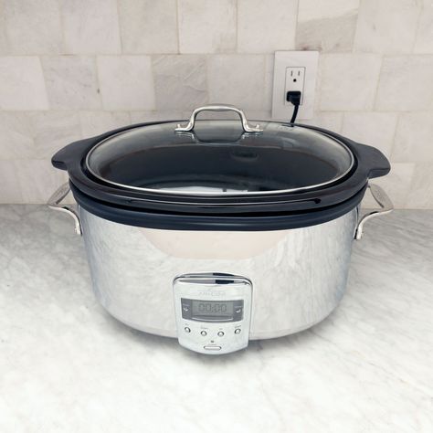 We reviewed the All-Clad 6.5-Quart Oval Slow Cooker and found it worth the premium price for its above-average aesthetics and ease of use. All Clad Slow Cooker, Poached Salmon, Hearty Comfort Food, Stainless Steel Pans, Best Slow Cooker, Cook Off, Cooking For Two, Slow Cookers, Hearty Soups