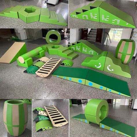 All foam green color gym set Foam Playground, Indoor Playground Equipment, Indoor Playground, Playground Equipment, Green Color, Green Colors, Gym, Green, Color