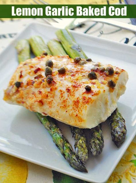 Cod Loin Recipes, Frozen Fish Recipes, Cod Fish Recipes Baked, Cod Recipes Healthy, Cod Fillet Recipes, Garlic Baked, Baked Cod Recipes, Cod Fish Recipes, Fish Recipes Baked