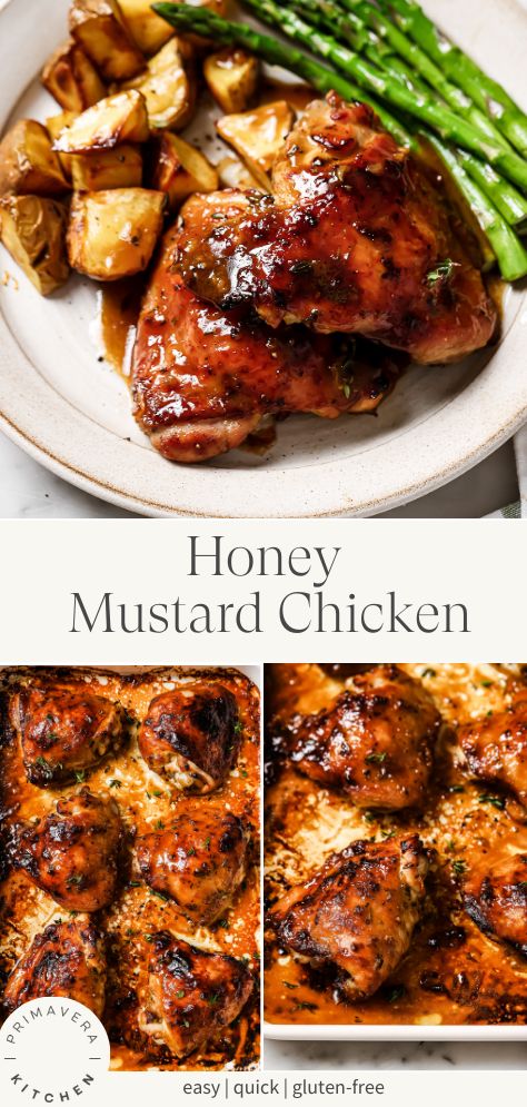 I make this Baked Honey Mustard Chicken recipe when I want to switch up our normal chicken dinners. It is super versatile, it only takes 5 minutes to prep the honey mustard sauce, and the oven takes care of the rest! Honey And Mustard Chicken, Honey Mustard Chicken Crockpot, Baked Honey Dijon Chicken, Chicken Honey Mustard, Cycle Care, Baked Honey Mustard Chicken, Chicken Primavera, Honey Mustard Chicken Recipes, Chicken Thighs Dinner