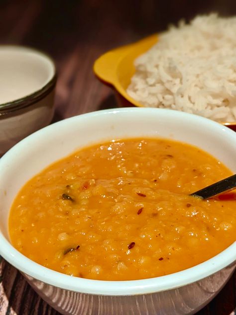 Red Lentil & Coconut Daal (Masoor Daal) - Slice of Happy Coconut Daal, Lentil Coconut, Plain Rice, Green Chilli, Red Lentil, Curry Leaves, Garam Masala, Naan, Flatbread