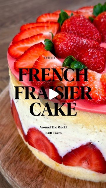 27K likes, 216 comments - rubybhogalMarch 19, 2024 on : "🌍🍰 Around The World in 80 Cakes - French Fraisier Cake aka Strawberry Cake 🍰🌍        Sooo slight change in voiceo..." Fraisier Cake, Genoise Sponge, Vanilla Bean Paste, French Cake, Strawberry Compote, Potato Starch, Sugar Syrup, Chefs Kiss, Egg Yolks