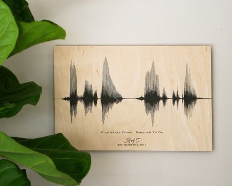 5th Anniversary Gift, 5 Year Anniversary Gift, Wood Anniversary for Her, for Him, for Women, Custom Sound Wave Art, Voice Art, Voiceprint Sound Wave Art, Bday Gifts For Him, 5 Year Anniversary Gift, Thoughtful Gifts For Him, Romantic Gifts For Him, Voice Recording, Soundwave Art, Wood Anniversary, Wood Anniversary Gift