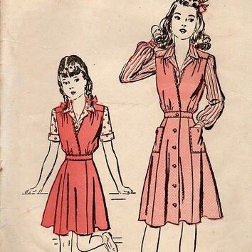 1940s pinafore dress / jumper Girls Jumpers, Pinafore Dress, 1940s Fashion, Red Skirts, Dress Long Sleeve, Flared Skirt, Need Love, Jumper Dress, White Skirts