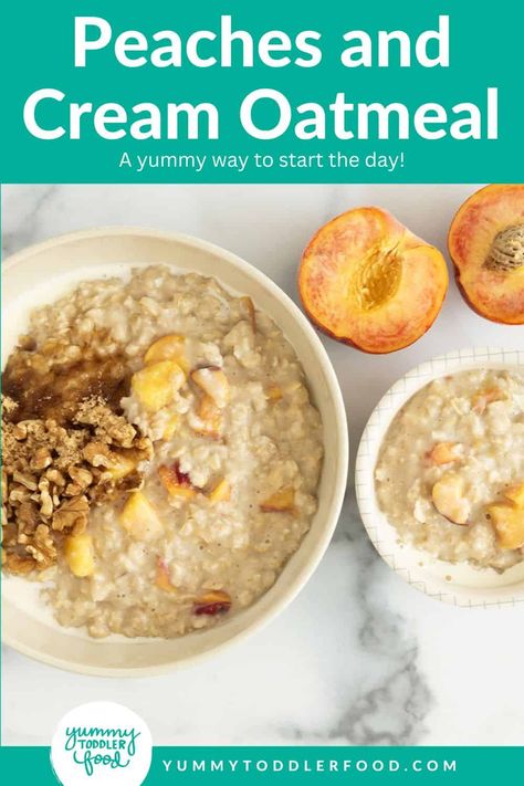 Peaches And Cream Oatmeal, Easy Oatmeal Bars, Easy Pumpkin Oatmeal, Peach Oatmeal, Oatmeal With Fruit, Peach Muffins, Kids Lunch Recipes, Easy Oatmeal, Baby Puree Recipes